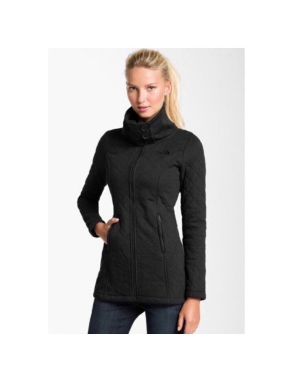 The North Face Caroluna Black Quilted Fleece Jacket - Size XS